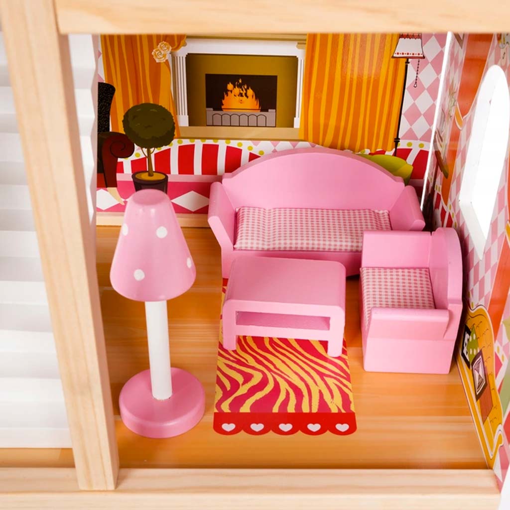 casa delle bambole in legno salotto
