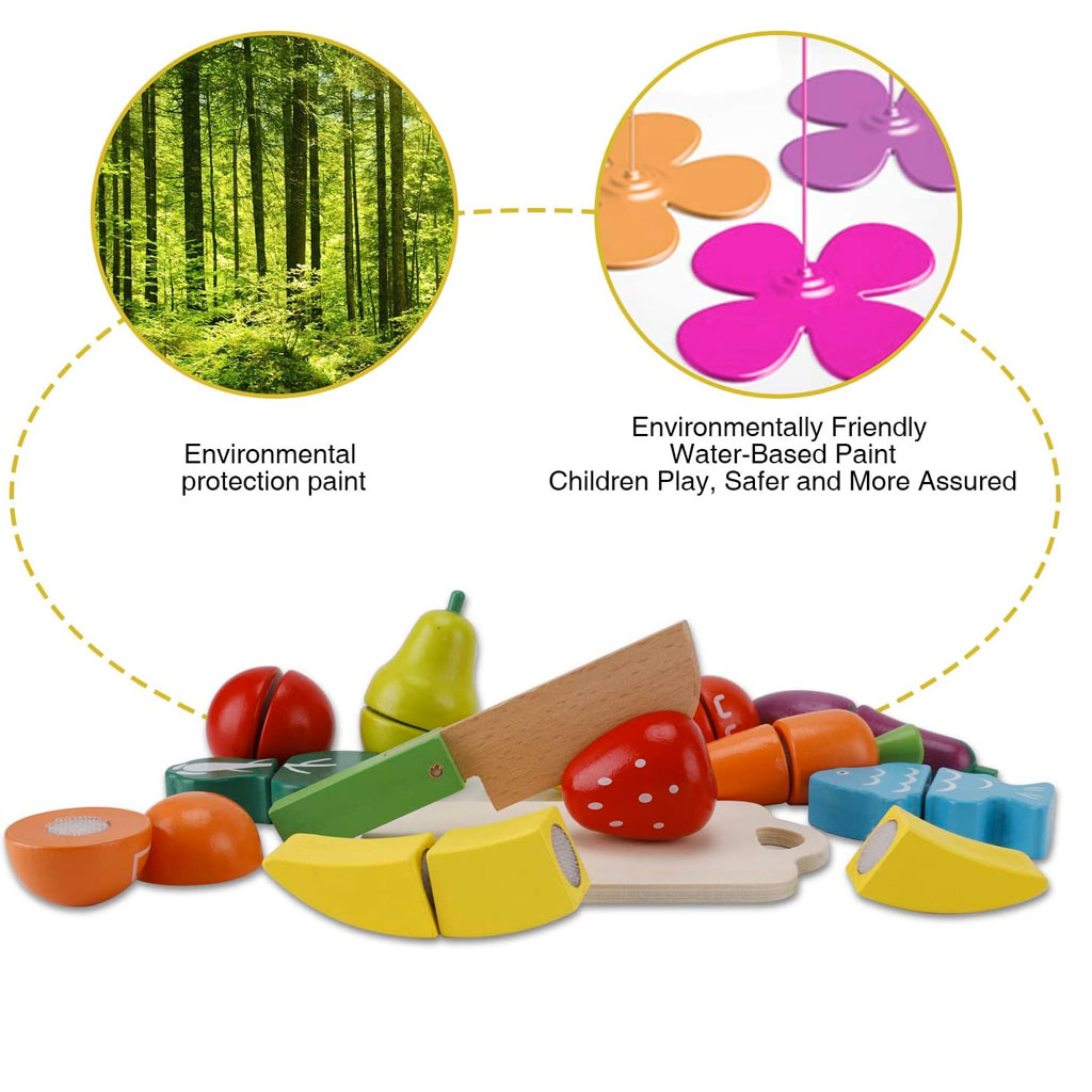 frutta e verdura giocattolo in legno colorati